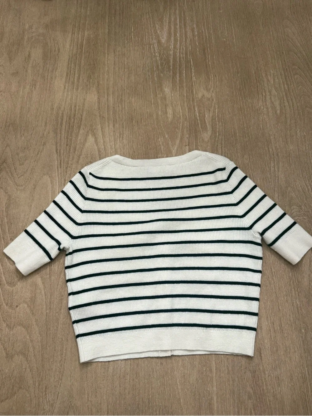 J.Crew Striped Cropped Short-Sleeve Cardigan Sweater Tee – Size small